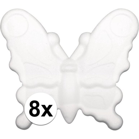 8x stuks piepschuim vlinders van 12,5 cm -