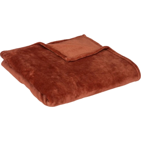 Fleece deken/fleeceplaid - terracotta - 130 x 180 cm - polyester - bankdeken -