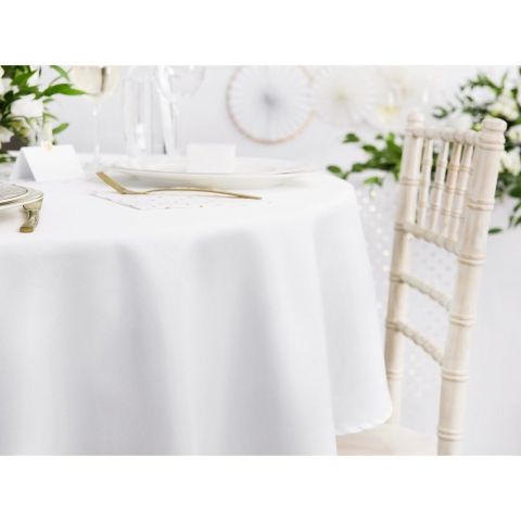 Tafelkleed/tafellaken rond - 10x - wit - 230 cm - polyester - Bruiloft tafelkleden -