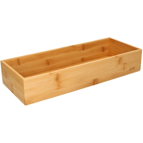 5Five lade orgaiseer bakjes - 3x - sorteer box - bamboe hout - 38 x 15 x 7 cm - Deviders -