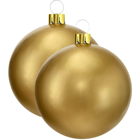 Mega grote decoratie kerstbal - 2x - 65 cm - goud - opblaasbaar -