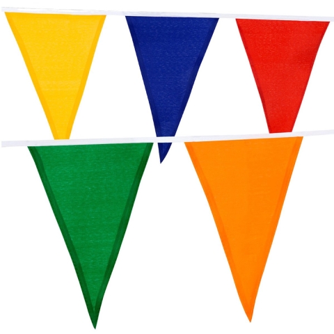 Boland Vlaggenlijn van gekleurde stof - 2x - 10 meter - multi kleuren - Polyester vlaggetjes -