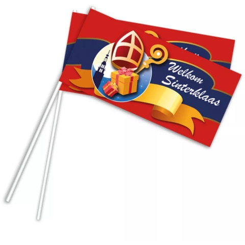 Sinterklaas zwaaivlaggetjes - 300x stuks - plastic - handvlaggetjes - Intocht -
