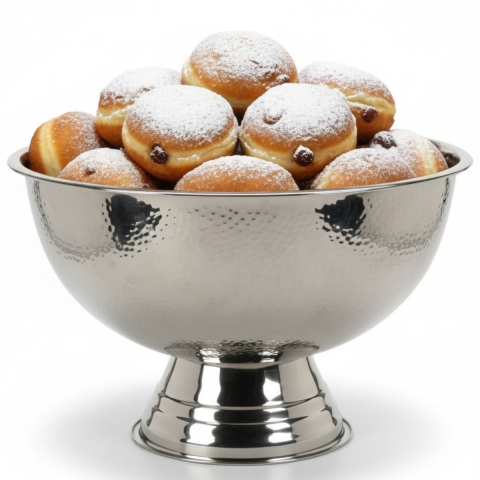 Excellent Houseware Oliebollenschaal - op voet - zilver - rvs - 40 x 24 cm -