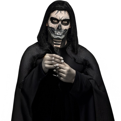 Boland Verkleed set Doodskop - schmink en cape - Carnaval/Halloween - griezelfeest -