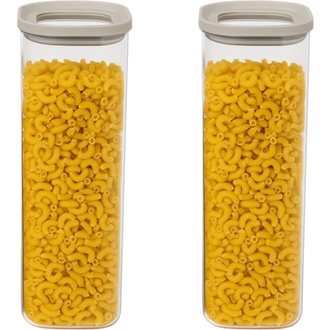 5Five Voorraadpot - 2x - keuken/voedsel - glas - 2000 ml - luchtdichte deksel - transparant/beige -