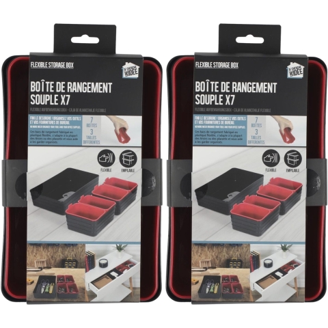 Opbergmanden - 14x stuks - 3 formaten - Rood/zwart - ladekastorganizer -