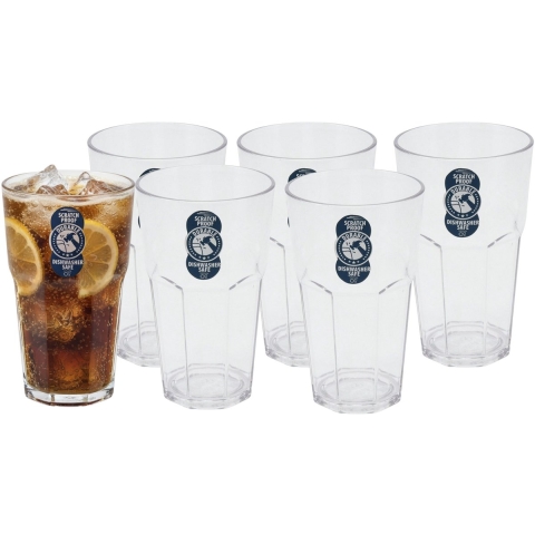 Excellent Houseware Longdrink glas - 12x - 370 ml - onbreekbaar kunststof - herbruikbaar -