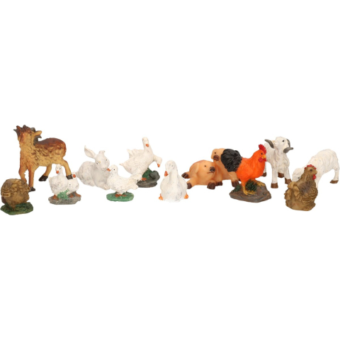 12x Decoratie beeldjes boerderijdieren dierenbeeldjes -