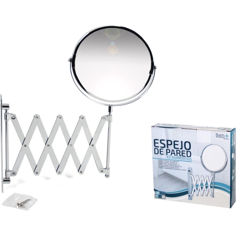 Wandspiegel - make-up spiegel - 2x vergrotend - D17 cm - metaal -