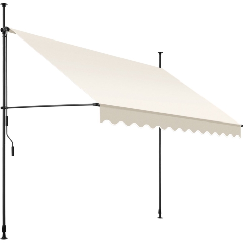 tectake® Klemluifel - Balkonluifel met handslinger - UV-bestendig en waterafstotend - Breedte 300 cm - Beige