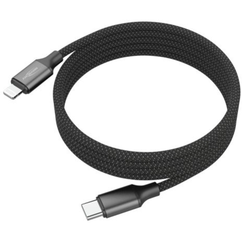 Ansmann 1700-0187 USB-kabel Apple Lightning stekker, USB-C stekker 120 cm Zwart Textielmantel