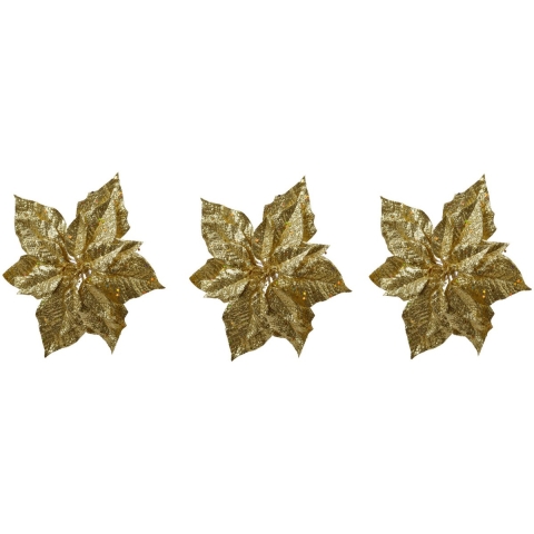 Kerstboomversiering Kerstster - 6x - 23 cm - goud glitter - op clip - ornament - ster -