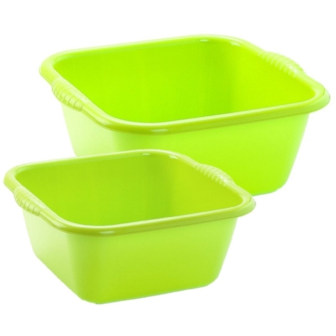 Plasticforte afwasteilen set - afwasbak - kunststof - 15 en 20 liter - Groen - huishoud emmers -