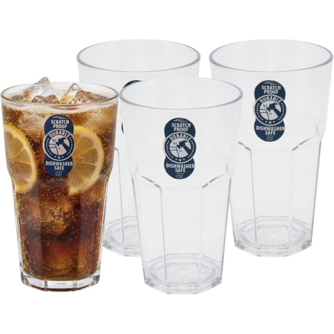 Excellent Houseware Longdrink glas - 8x - 370 ml - onbreekbaar kunststof - herbruikbaar -