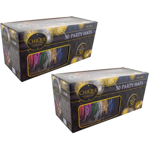 Gekleurde kartonnen feesthoedjes - glitters en multi kleuren - 100x stuks - verjaardag -