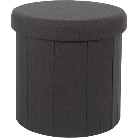 Poef/hocker - opbergbox - zwart - polyester/mdf - 38 x 38 cm -