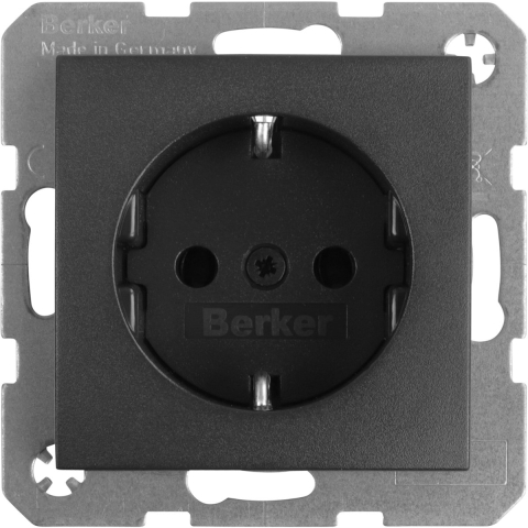 Berker S1 Contactdoos | Inbouw | 1-voudig | Randaarde | Antraciet - 58.004.42