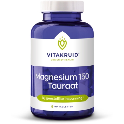 2x Vitakruid Magnesium 150 Tauraat 90 tabletten
