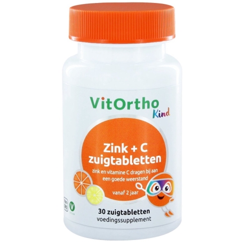 Gratis Verzending: 2x Vitortho Zink&C Kind 30 zuigtabletten