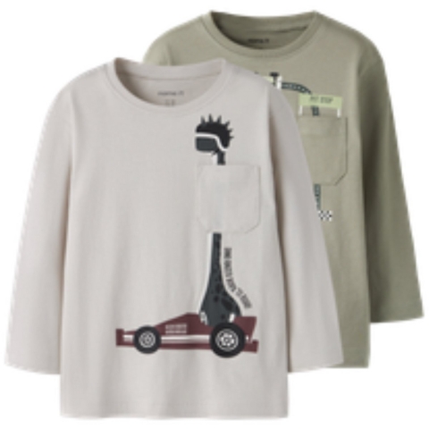 Name It Blousen - 2-pack - NmmVilian - Puimsteen Stone/Shadow - Name It - 6 jaar (116) - Shirts
