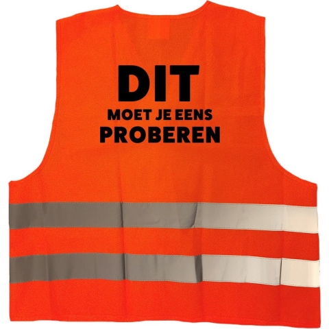 Dit moet je eens proberen vest / hesje oranje met reflecterende strepen voor volwassenen One size -