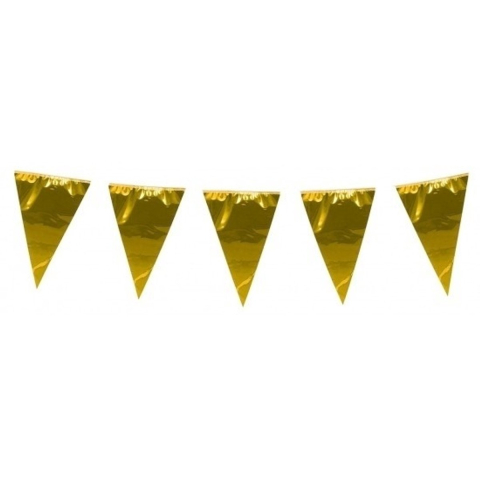 5x stuks XL vlaggenlijnen metallic goud 10 meter -