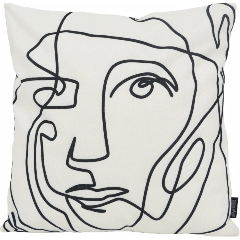 Gek op kussens! Sierkussen abstract face white outdoor | 45 x 45 cm | katoen/polyester