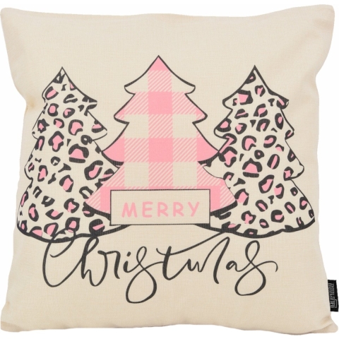 Gek op kussens! Sierkussen merry christmas pink #3 | 45 x 45 cm | katoen/linnen