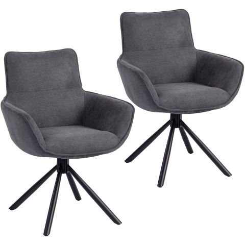4goodz Set van 2 eetkamerstoelen draaibaar en zacht gewatteerd met