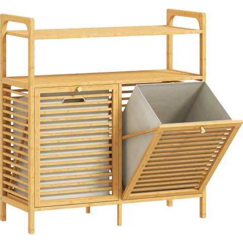 4goodz Bamboe wasmand 82 liter met 2 los kantelbare wasmanden -