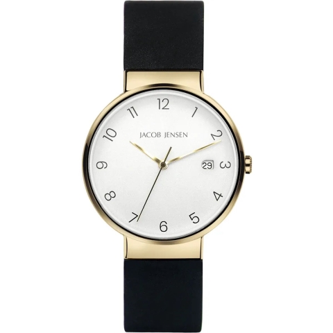 Jacob Jensen Timeless Nordic JJ186 - Polshorloge - Titanium Goud - Wit