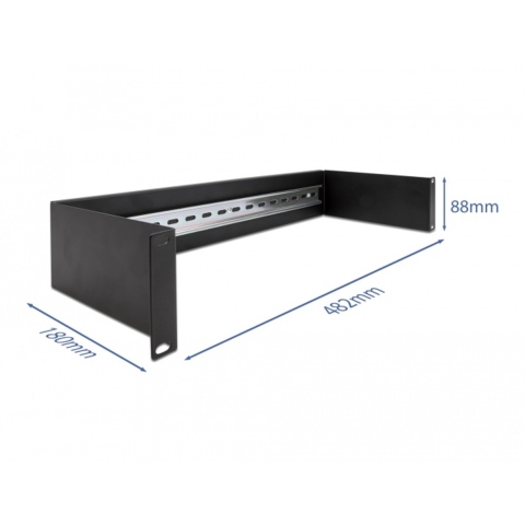 Delock 66884 19 inch Inschuifsysteem voor patchkast 2 HE Zwart