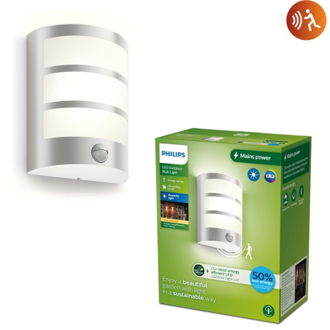 Philips LED Python 8720169263772 LED-buitenlamp met bewegingsmelder (wand) LED 3.8 W RVS