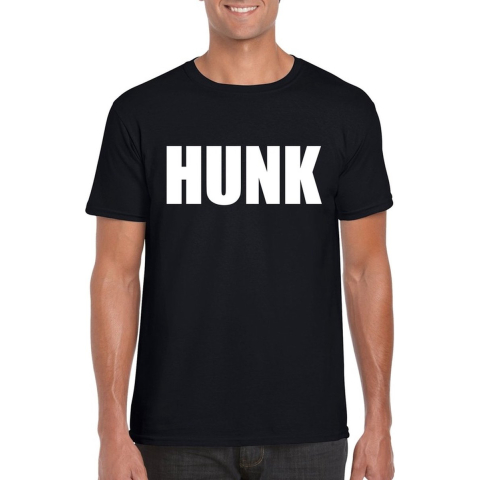 Hunk tekst t-shirt zwart heren L -