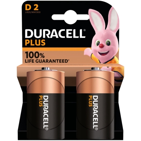 3x Duracell Alkaline Batterijen Plus 100 D 2 stuks