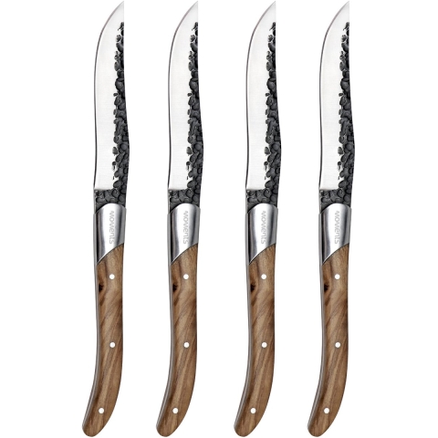 Moments Steakmessen Forged Olijfhout set van 4
