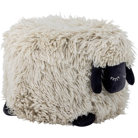 Bloomingville Poef - 55x50x45 cm - Dolly - Wit - Bloomingville - OneSize - Poef