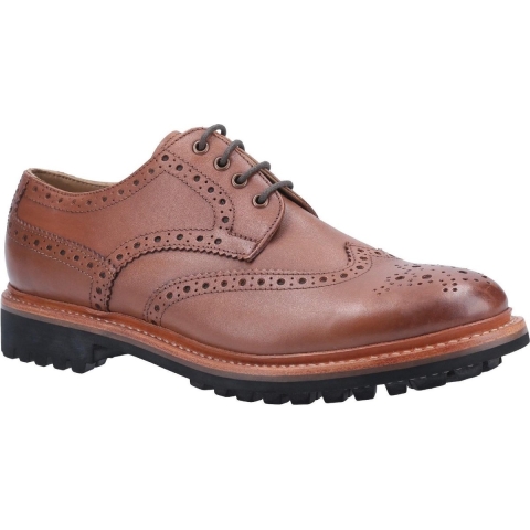 Cotswold Heren Quenington Commando Lace Up Dress Leather Shoe (Bruin)
