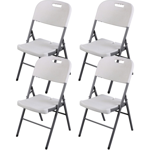 Sunnydays Klapstoel - 4x - met pvc zitting - wit - 44 x 45 x 86 cm - metaal -