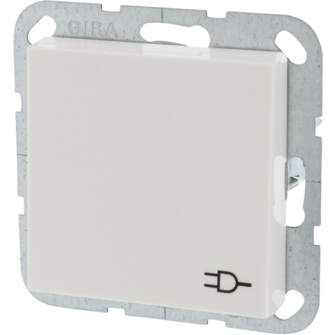 Gira System 55 Contactdoos | Inbouw | 1-voudig | Randaarde | Met Klep | Polarwit - 66.051.44