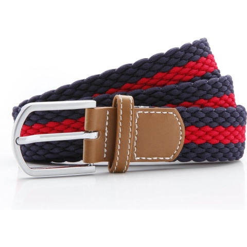 Asquith & Fox Heren Twee Kleuren Streepjes Vlechtriem (Marine / Rood)