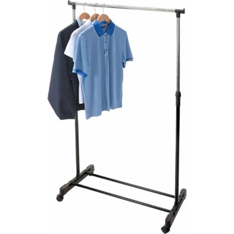 Mobiel kledingrek verstelbaar - op wielen - zwart - 160 cm -