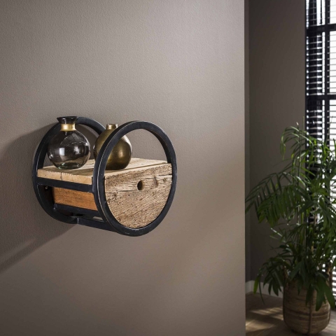 Hoyz Hoyz wandschap circular Ø30 met lade hout -