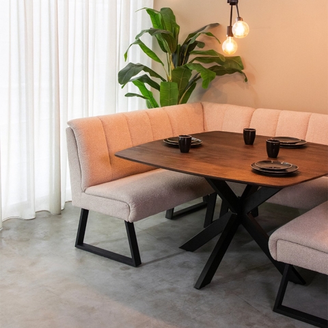 Label51 Eetkamertafel blake espresso mangohout 130x130 cm