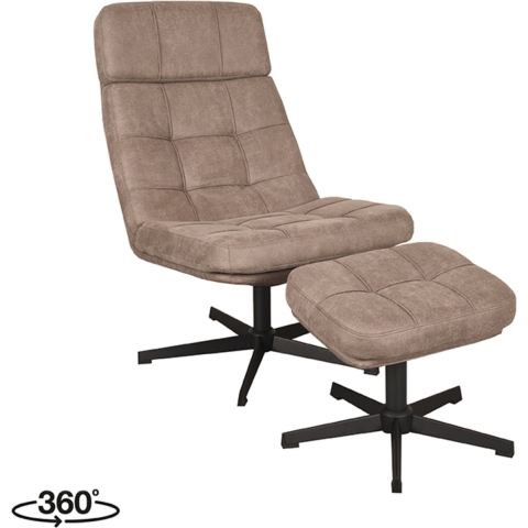 Label51 Fauteuil alvar - micro suede incl. hocker 57x53x83 cm