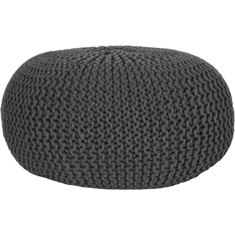 Label51 Poef knitted antraciet katoen l