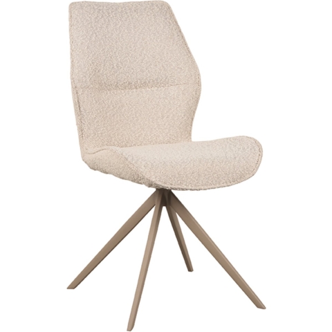 Label51 Eetkamerstoel comfy naturel boucle taupe onderstel set van 2