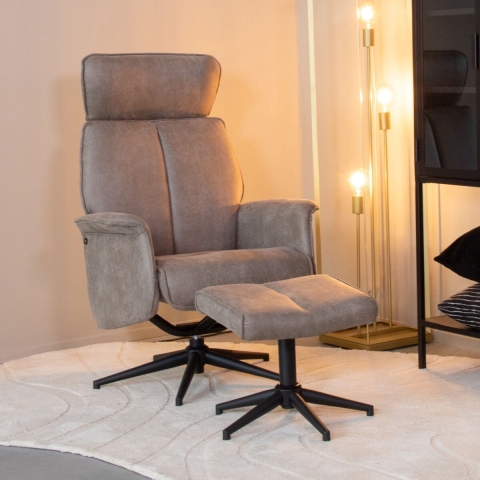 Label51 Fauteuil verdal - micro suede incl. hocker 79x77x109 cm