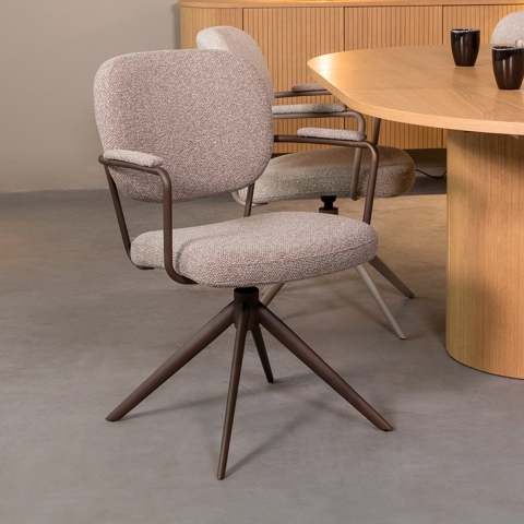 Label51 Eetkamerstoel basel truffel boucle set van 2